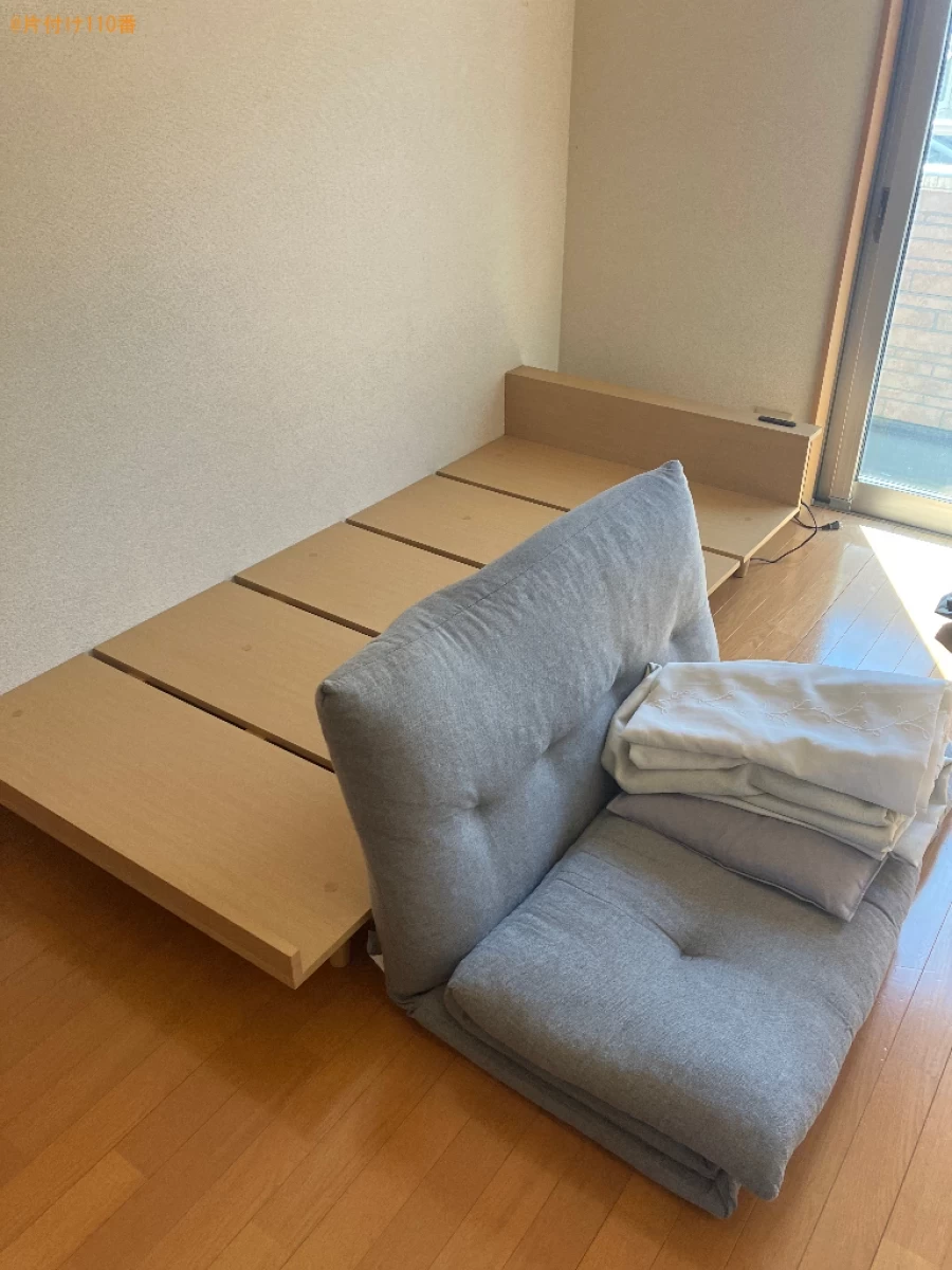 【鳥取市】シングルベッド、二人掛けソファー、電子レンジ等の回収
